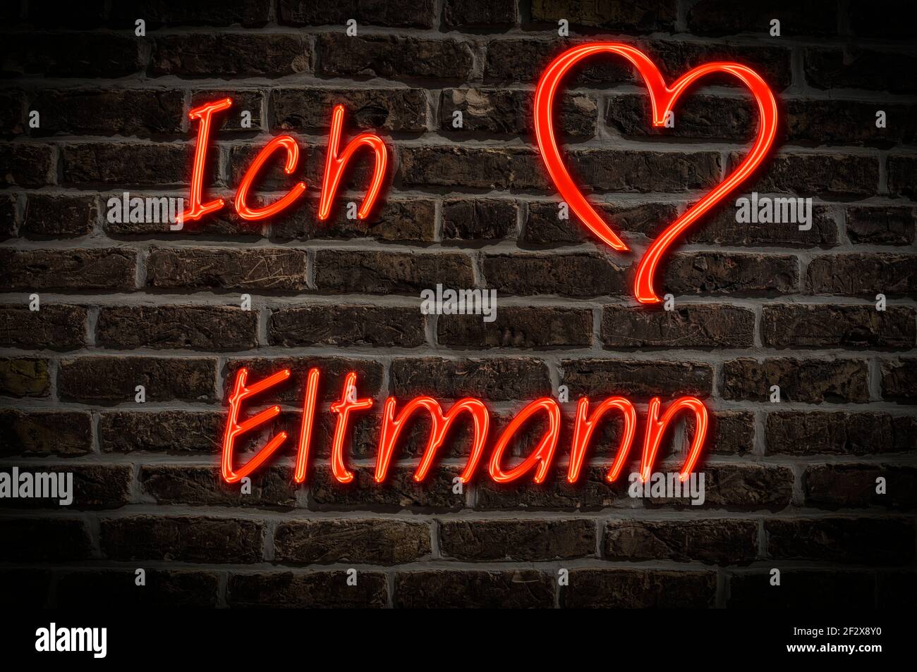 Leuchttreklame, Ich liebe Eltmann, Bayern, Deutschland, Europa Ich liebe Eltmann, Bayern, Deutschland, Europa Stockfoto