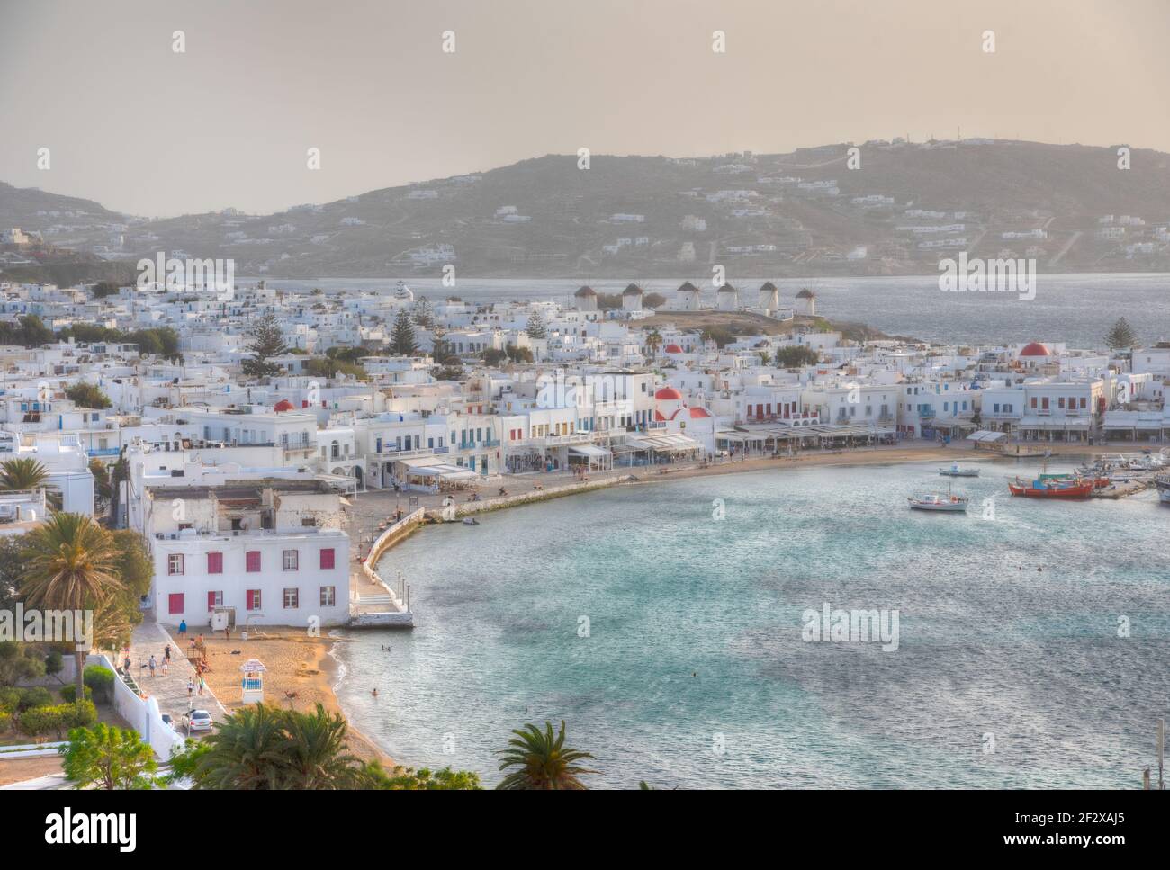 Sonnenuntergang über Mykonos in Griechenland Stockfoto