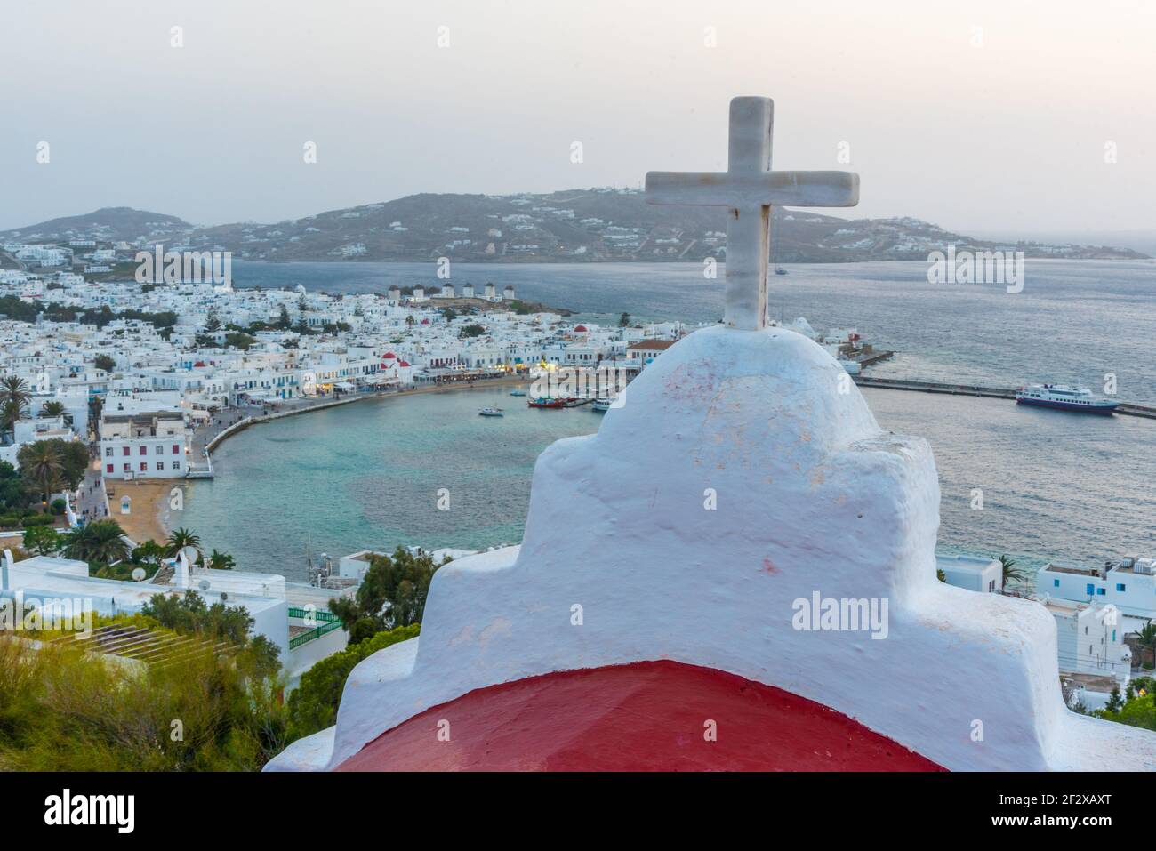 Sonnenuntergang über Mykonos in Griechenland Stockfoto