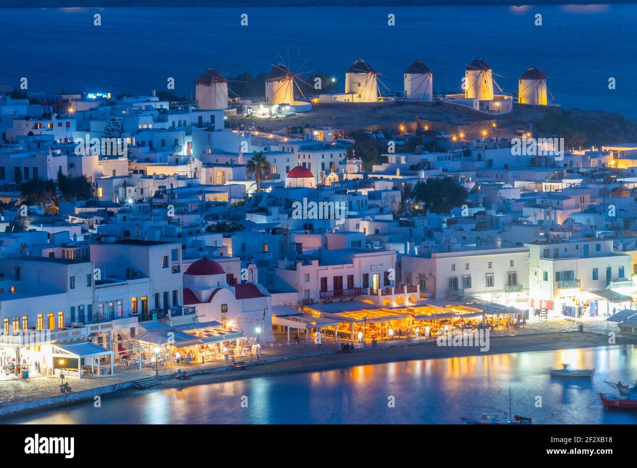 Sonnenuntergang über Mykonos in Griechenland Stockfoto