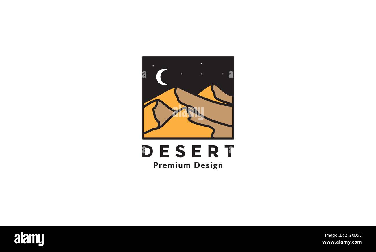 Bunte Wüste mit Nacht Mond Logo Vektor Symbol Symbol Illustration Design Stock Vektor