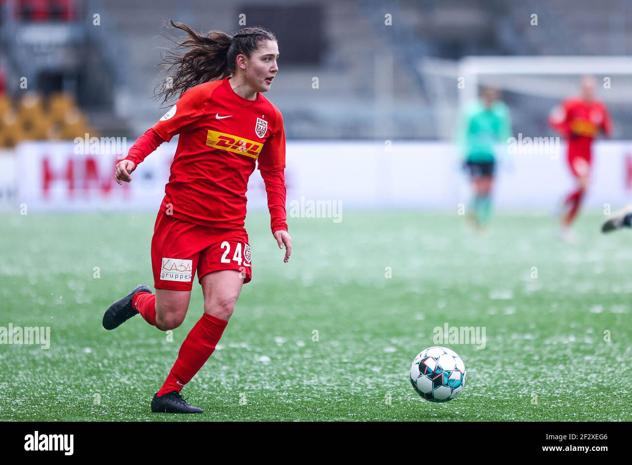 Farum, Dänemark. März 2021, 13th. Anna Karlsson (24) vom FC Nordsjaelland beim Gjensidige Kvindeliga-Spiel zwischen FC Nordsjaelland und FC Thy-Thisted Q, in Right to Dream Park in Farum. (Foto Kredit: Gonzales Foto/Alamy Live News Stockfoto