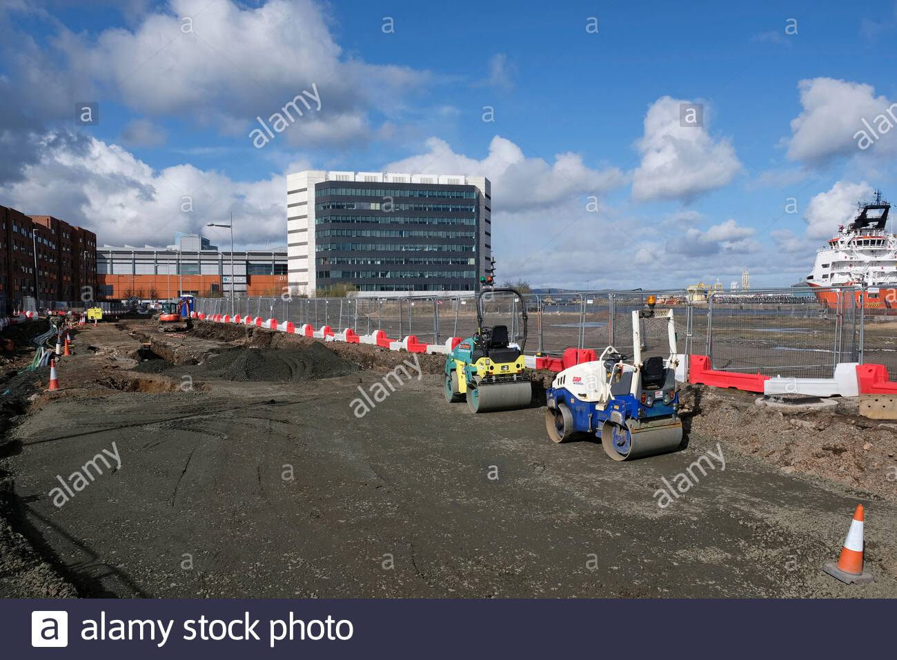 Tramworks Newhaven Extension am Ocean Drive, Leith, Edinburgh Schottland Stockfoto