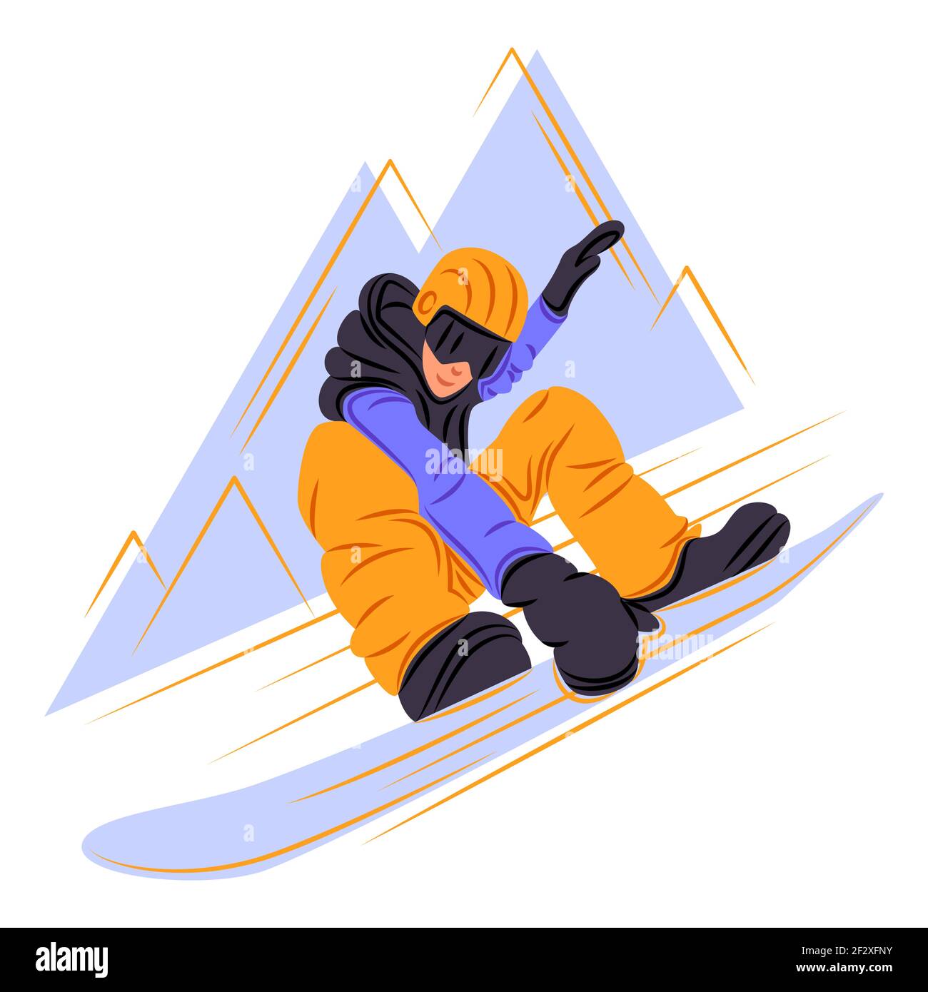 Vector Snowboarder im Schatten der scharfen Linien Stil Stock Vektor