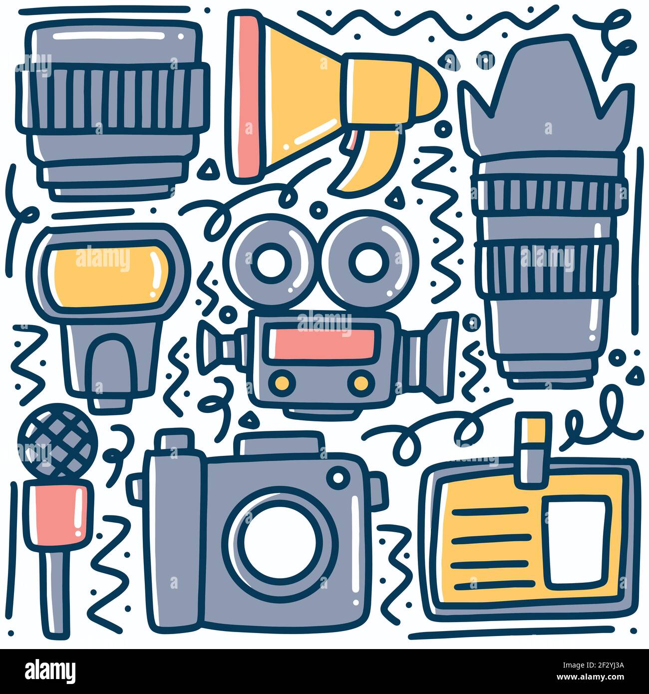 Hand gezeichnet verschiedene Geräte Multimedia Doodle Stock Vektor Hand gezeichnet verschiedene Geräte Multimedia Doodle Stock Vektor