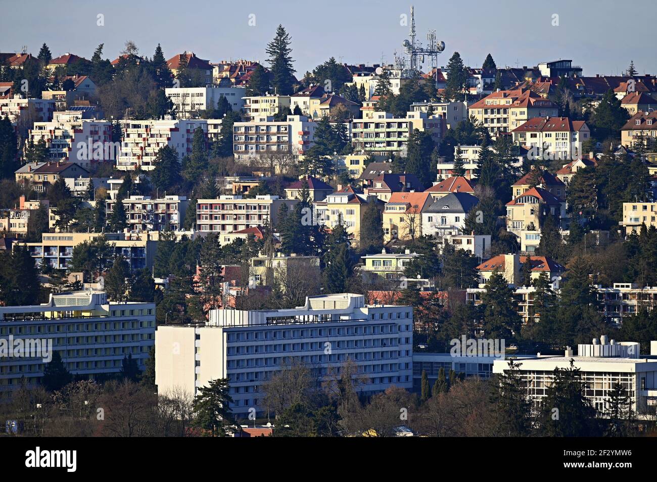 Landschaft mit Häusern und Architektur. Brno - Tschechische Republik. Stockfoto