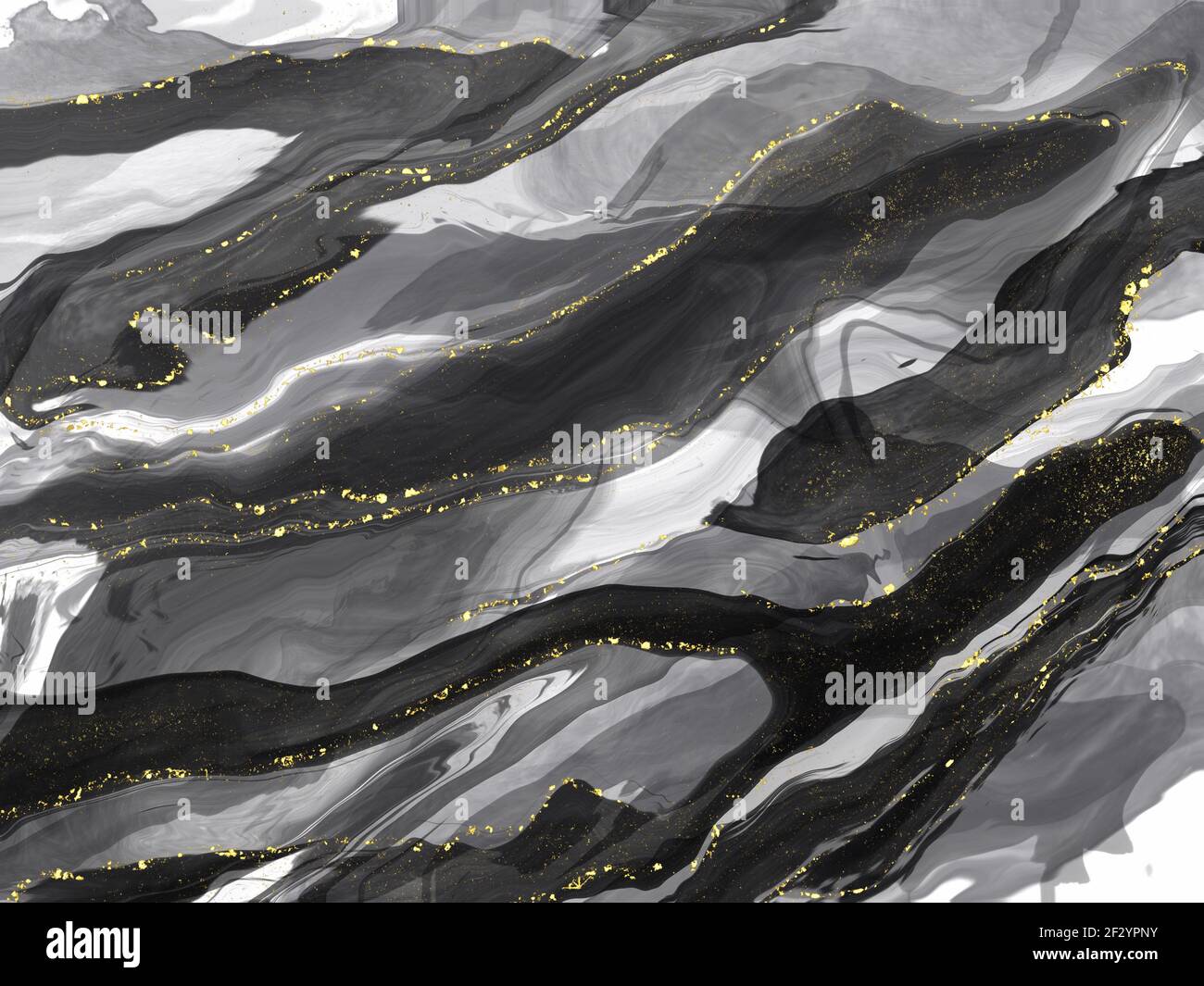 Schöne abstrakte bunte digitale Alkohol Tinte Stil Muster und Textur Mit goldfarbenem Metallic-Faden für die Verwendung als Tapete oder Hintergrund Stockfoto