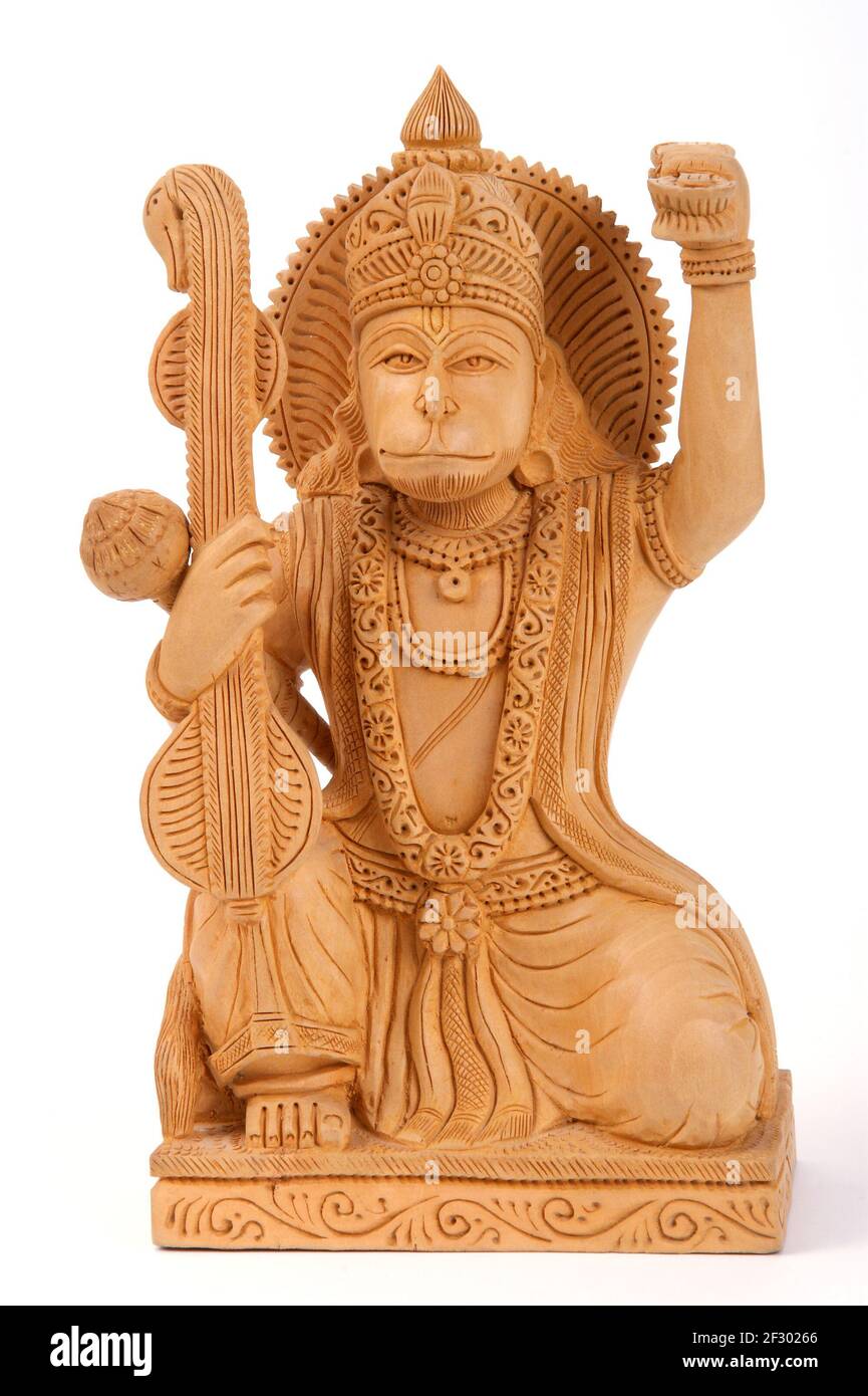 Gottheit Hanumans aus Indien auf weißem Hintergrund Stockfoto