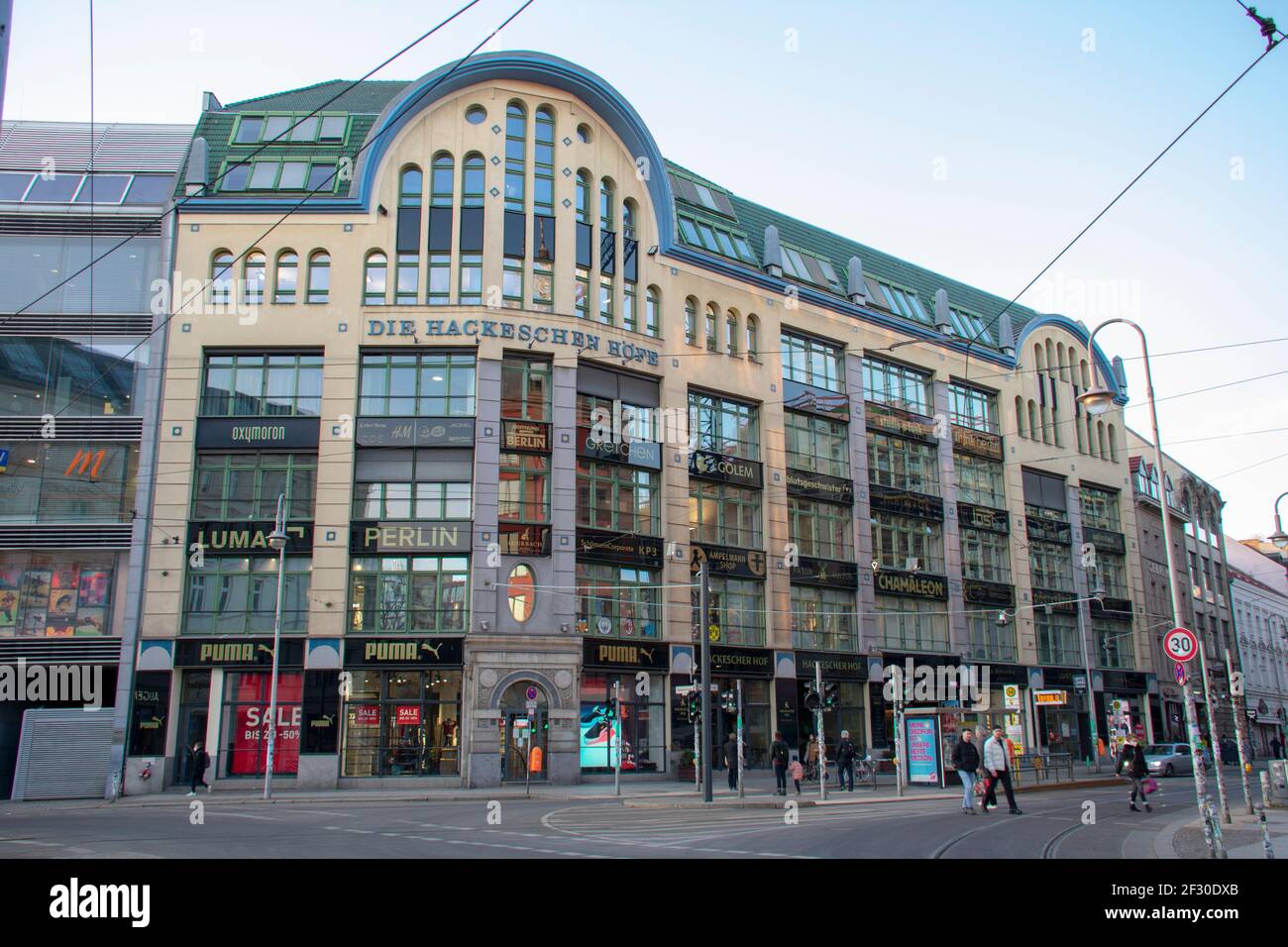 Landschaft am Hackescher Hof Schild in Mitte Berlin Stockfoto