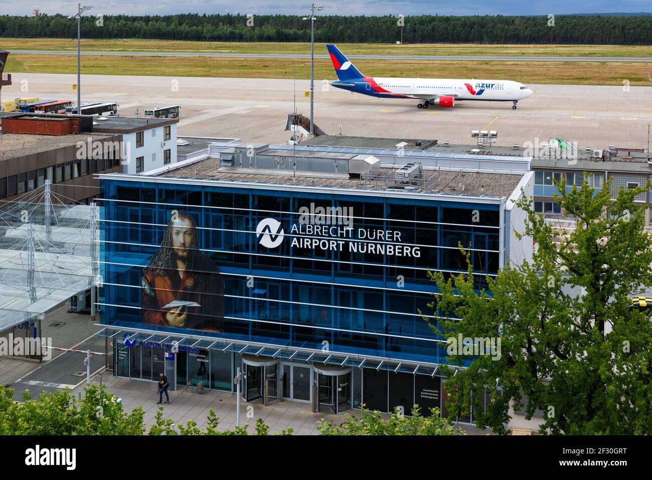 Nürnberg, Deutschland - 1. Juli 2017: Übersicht Flughafen Nürnberg (NUE) in Deutschland. Stockfoto