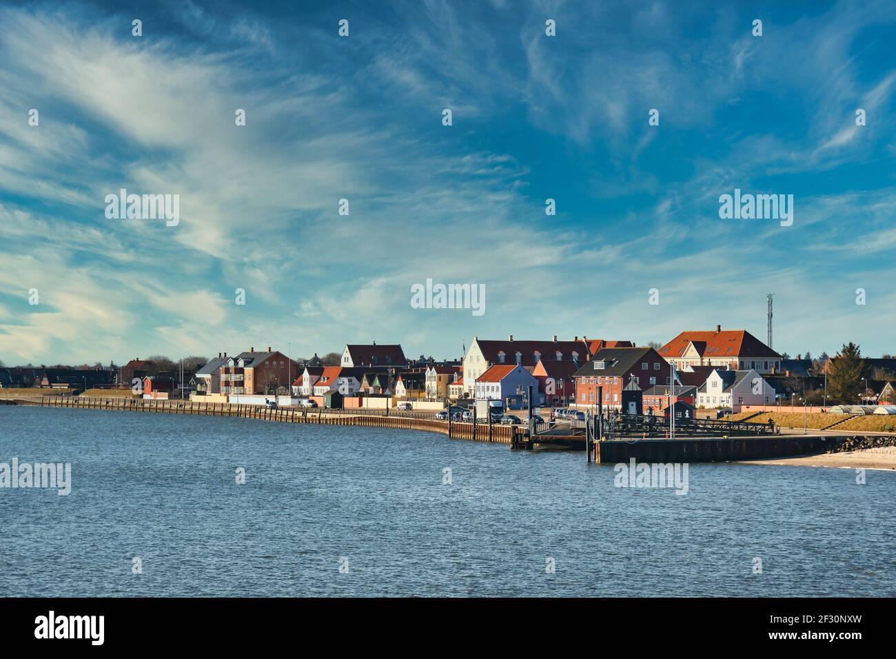 Nordby mit Fähranlegestelle auf der wattenmeerinsel Fanoe, Dänemark Stockfoto