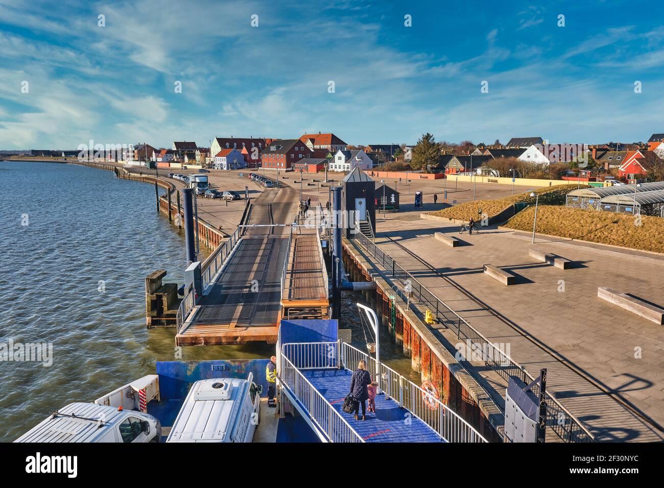 Nordby mit Fähranlegestelle auf der wattenmeerinsel Fanoe, Dänemark Stockfoto