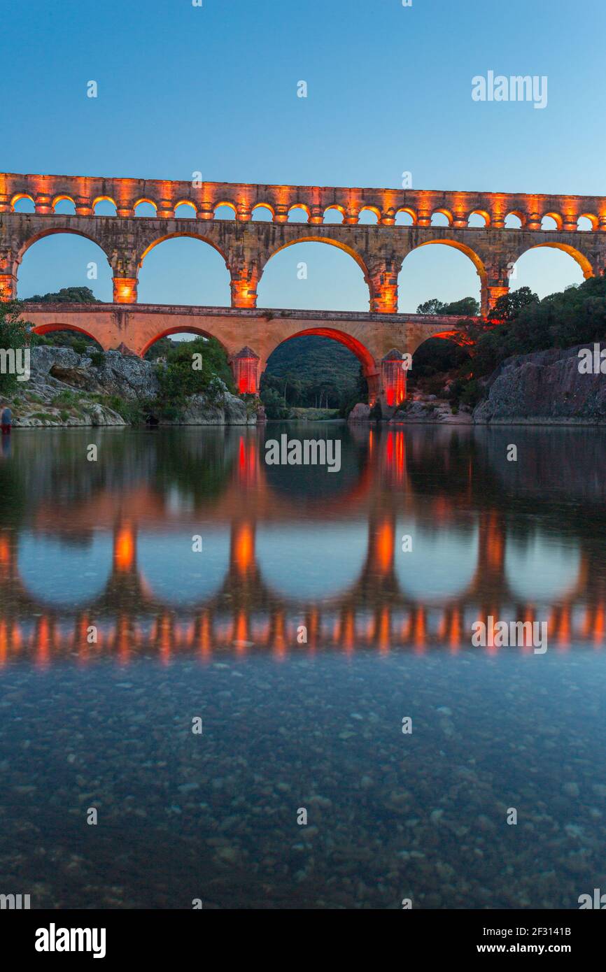 Die Pont du Gard ist ein römisches Aquädukt in der südfrankreich Stockfoto