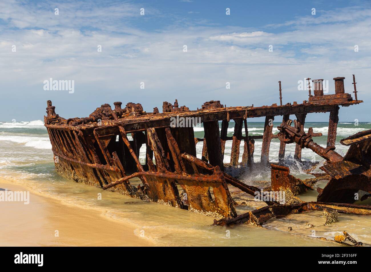 Das Schiffswrack S.S. Maheno auf Fraser Island in Queensland, Australien Stockfoto