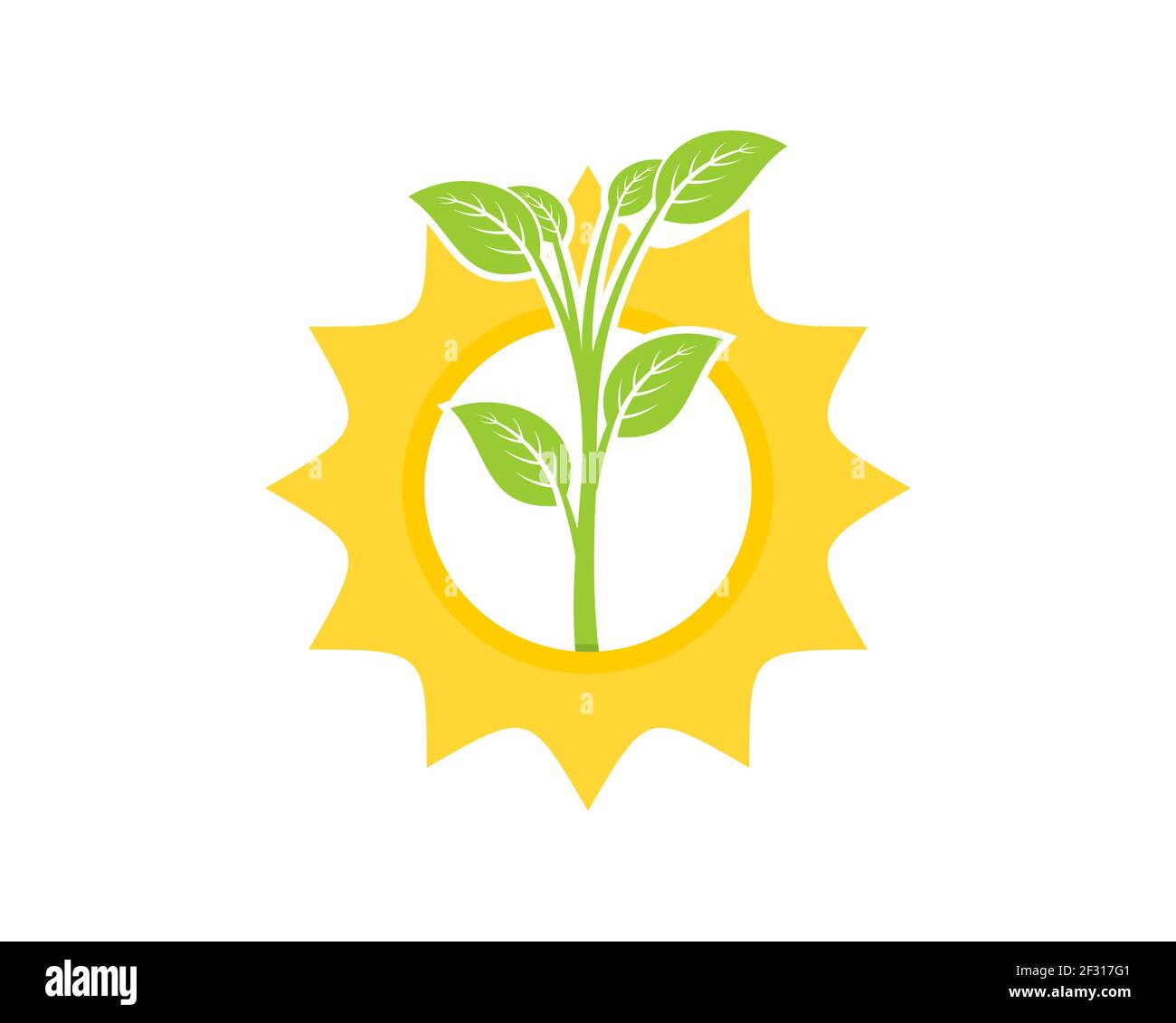 Pflanzen eines Baumes im Sunrise Logo Stockfoto