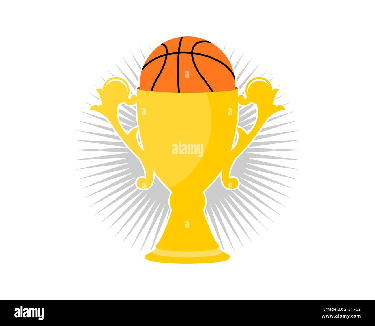 Körbensieger mit Trophäe und Basketball Stockfoto