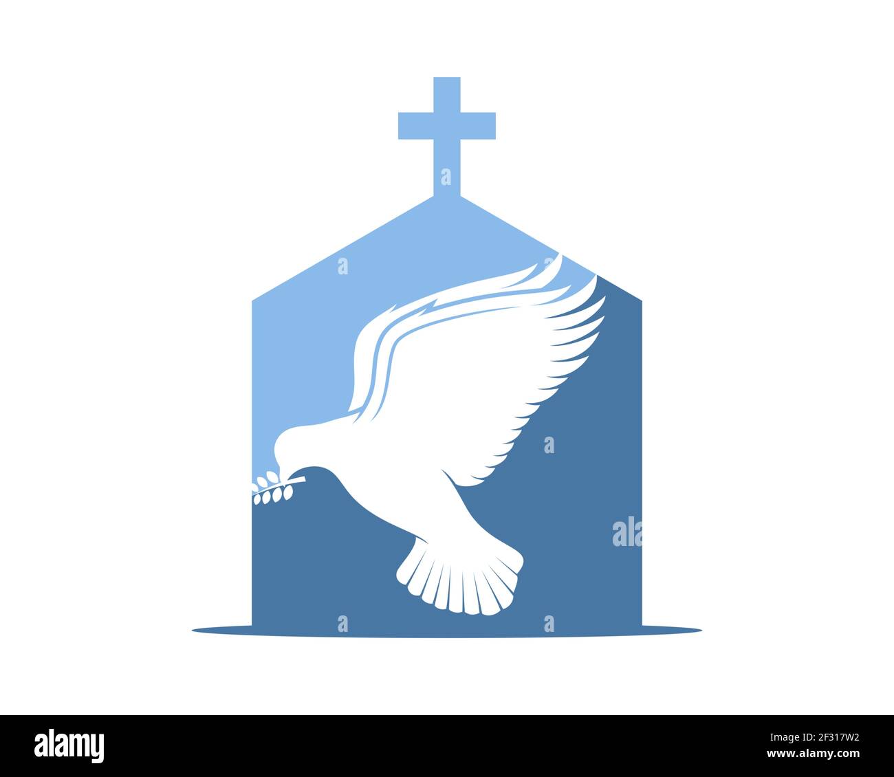 Fliegende Taube in der Kirche Stockfoto