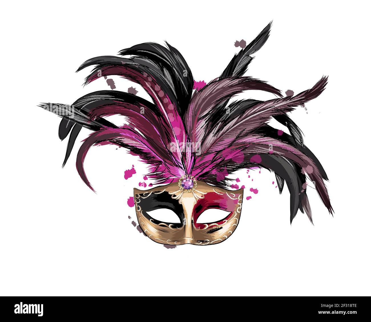 Karneval venezianische Maske aus einem Spritzer Aquarell, farbige  Zeichnung, realistisch. Vektordarstellung von Farben Stock-Vektorgrafik -  Alamy