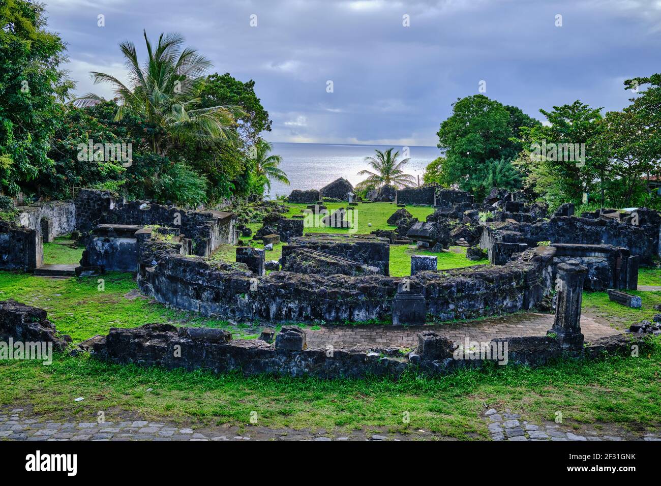 Frankreich, Westindien, Martinique, Saint-Pierre, Ruinen der Fort-Kirche Stockfoto