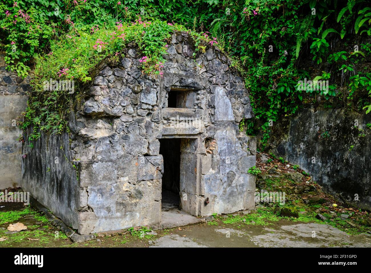 Frankreich, Westindien, Martinique, Saint-Pierre, Cyparis Dungeon wo Louis-Auguste Cyparis den Ausbruch des Mount Pelee im Jahr 1902 überlebte Stockfoto