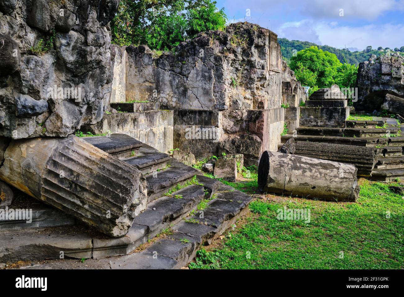 Frankreich, Westindien, Martinique, Saint-Pierre, Ruinen der Fort-Kirche Stockfoto