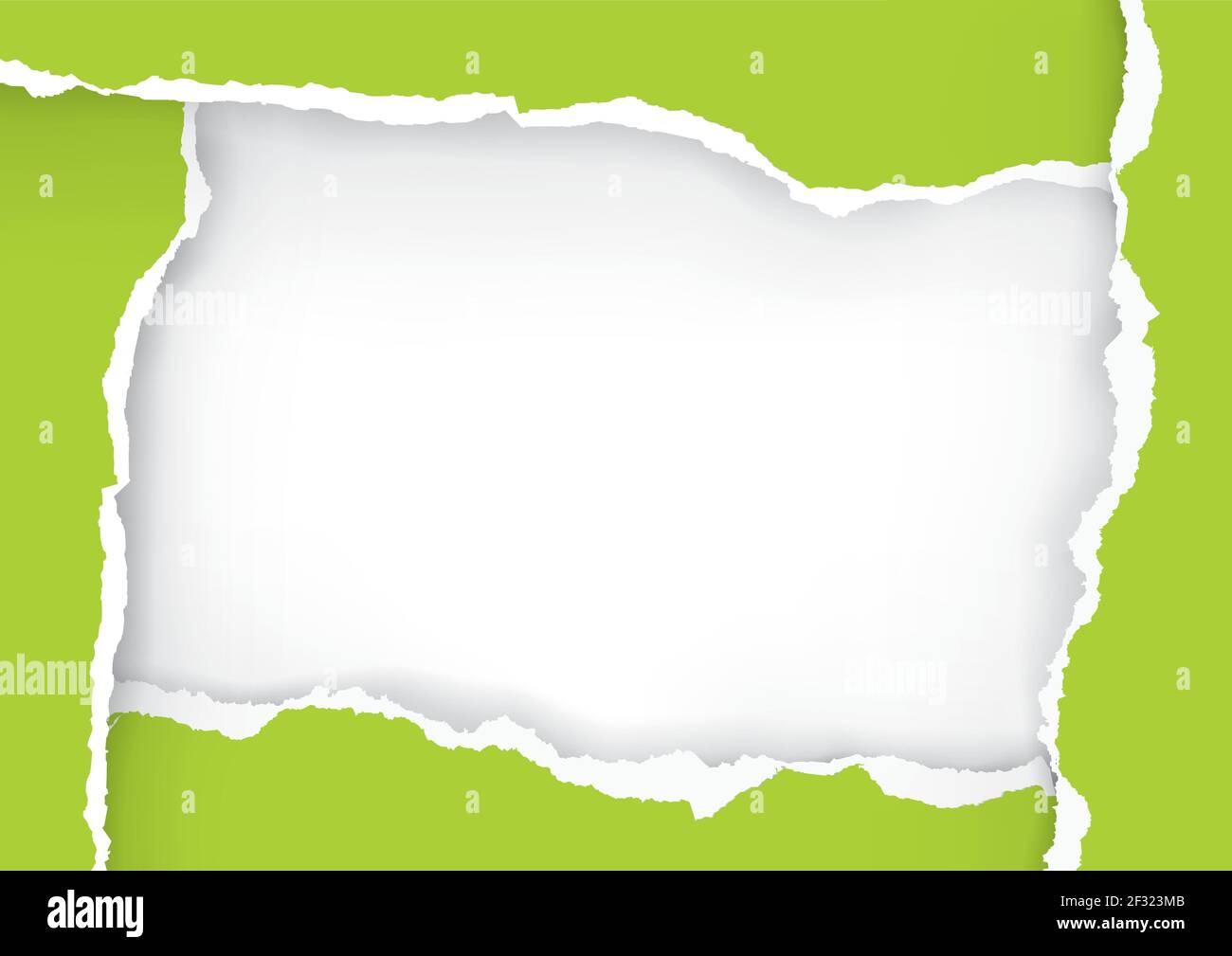 Grün zerrissene Papierrahmen. Lllustrierung von vier zerrissenen Papierstreifen, ausdrucksstarker Hintergrund. Vorlage für Banner. Vektor verfügbar Stock Vektor