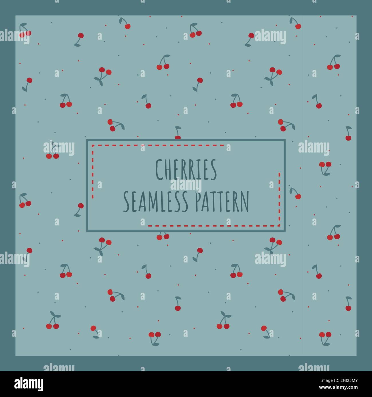 Rote Kirschen auf blauem Hintergrund nahtloses Muster. Cherry niedlichen Druck für Papier oder Stoff. Stock Vektor