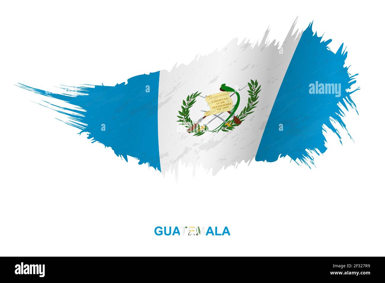 Flagge Guatemalas im Grunge-Stil mit Windeffekt, Vektor Grunge Pinselstrich Flagge. Stock Vektor