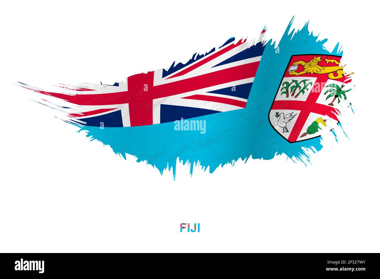 Flagge von Fidschi im Grunge-Stil mit Windeffekt, Vektor Grunge Pinselstrich Flagge. Stock Vektor
