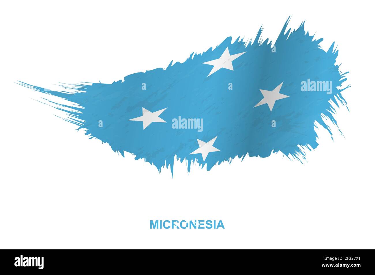 Flagge von Mikronesien im Grunge-Stil mit Windeffekt, Vektor Grunge Pinselstrich Flagge. Stock Vektor