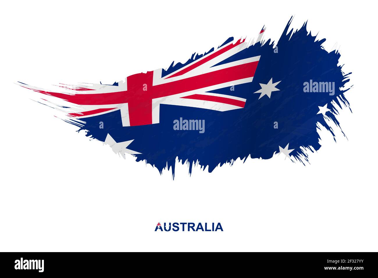 Flagge Australiens im Grunge-Stil mit Windeffekt, Vektor Grunge Pinselstrich Flagge. Stock Vektor