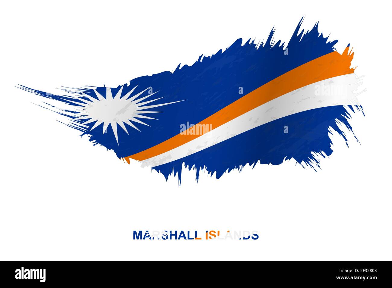 Flagge der Marshall-Inseln im Grunge-Stil mit Windeffekt, Vektor Grunge Pinselstrich Flagge. Stock Vektor