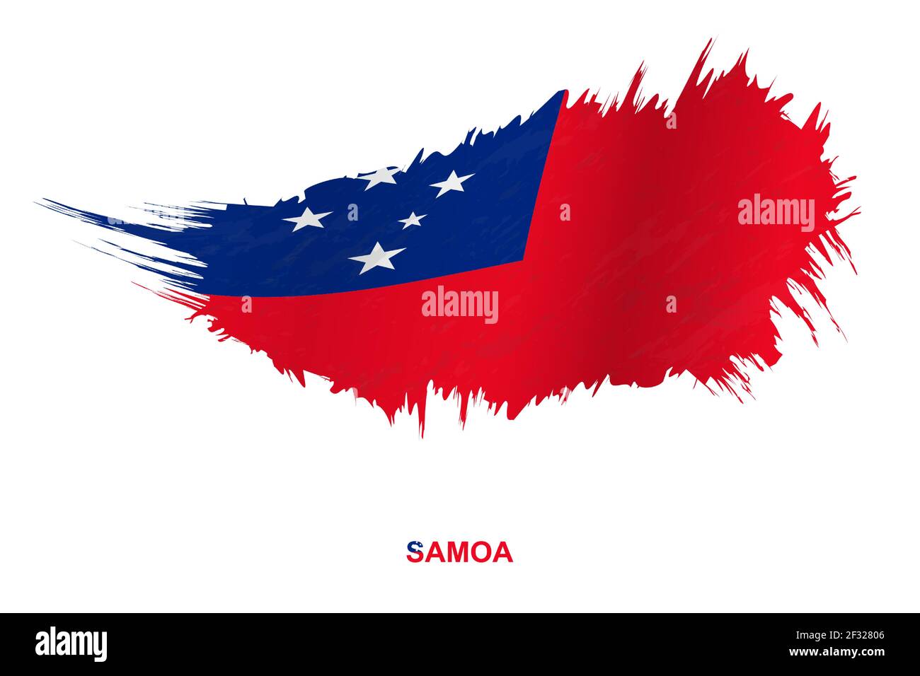 Flagge von Samoa im Grunge-Stil mit Windeffekt, Vektor Grunge Pinselstrich Flagge. Stock Vektor