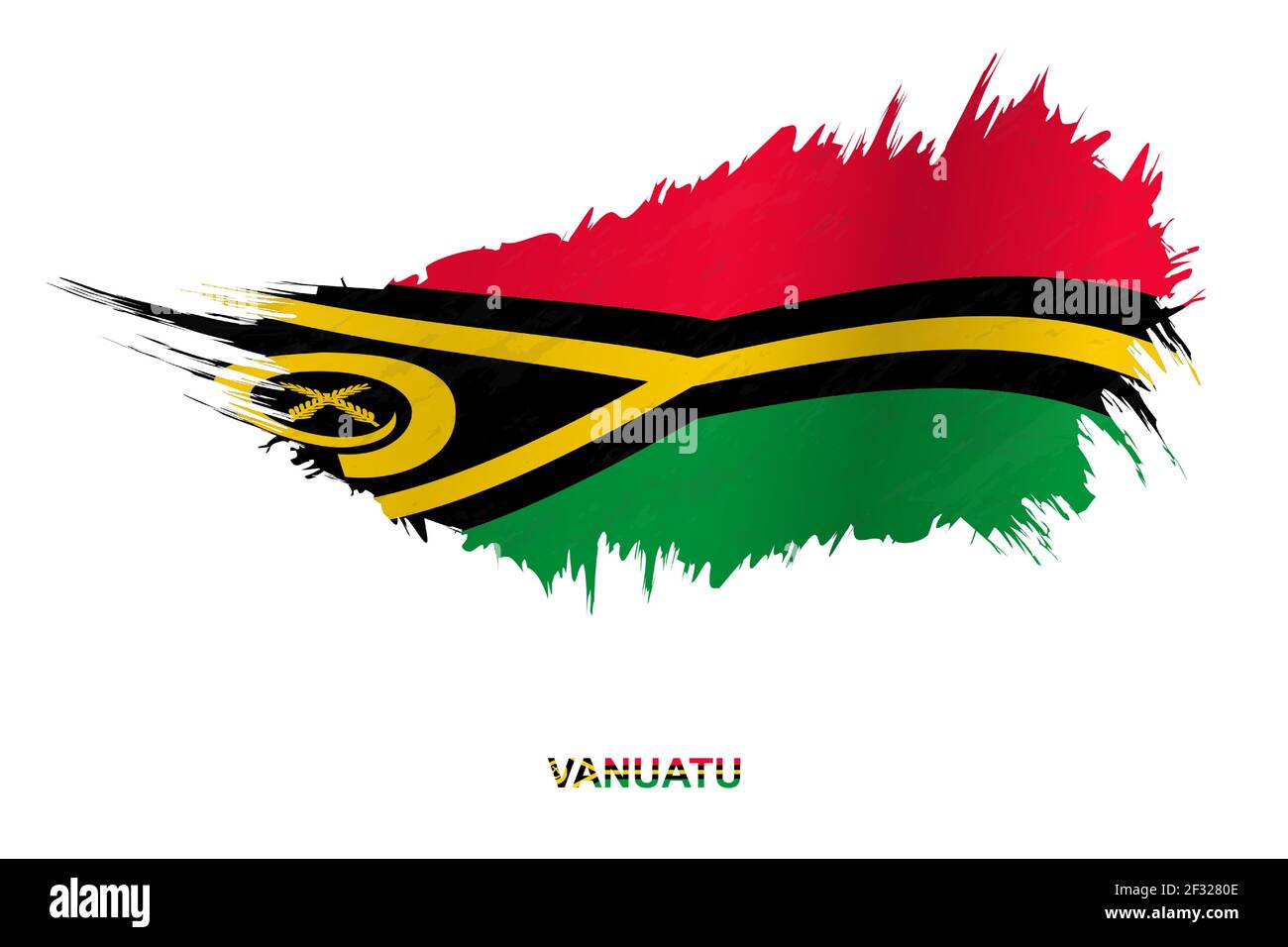 Flagge von Vanuatu im Grunge-Stil mit Windeffekt, Vektor Grunge Pinselstrich Flagge. Stock Vektor