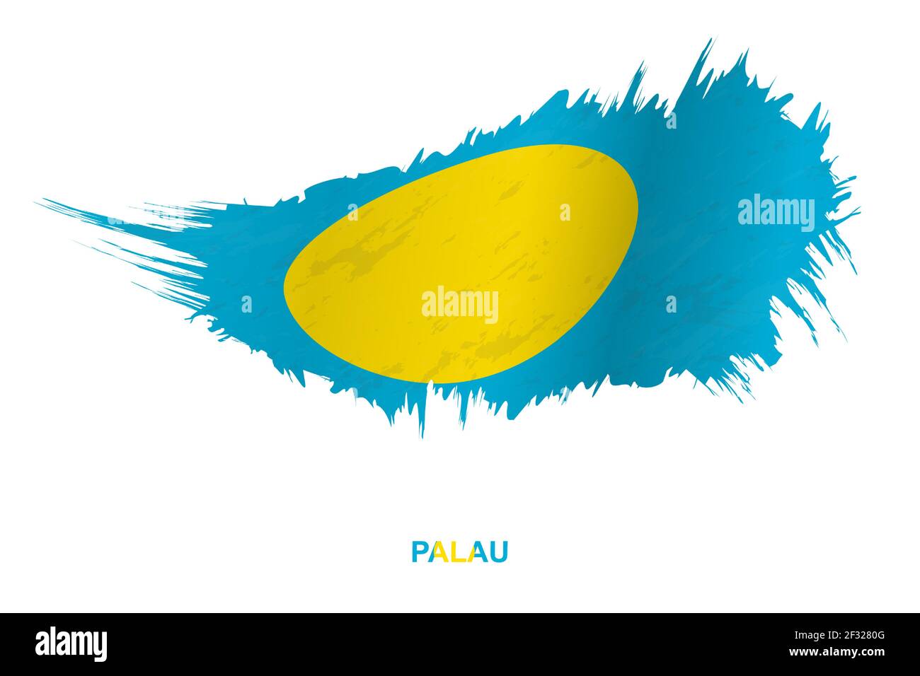 Flagge von Palau im Grunge-Stil mit Windeffekt, Vektor Grunge Pinselstrich Flagge. Stock Vektor