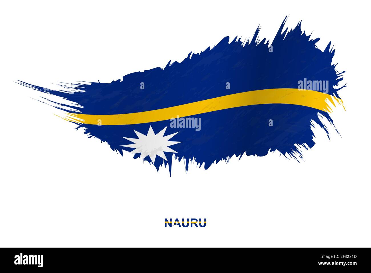 Flagge von Nauru im Grunge-Stil mit Windeffekt, Vektor Grunge Pinselstrich Flagge. Stock Vektor