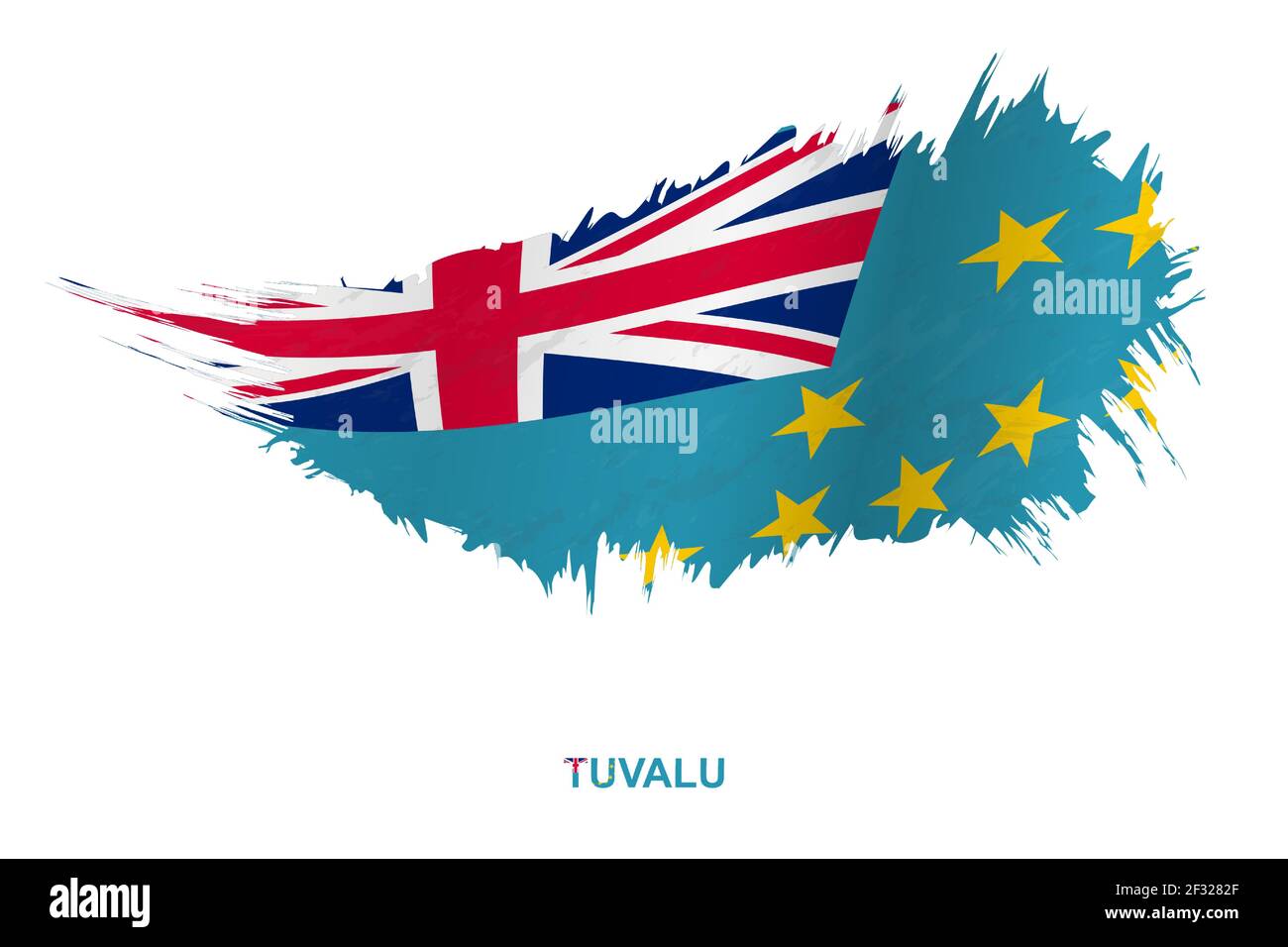 Flagge von Tuvalu im Grunge-Stil mit wehenden Effekt, Vektor Grunge Pinselstrich Flagge. Stock Vektor