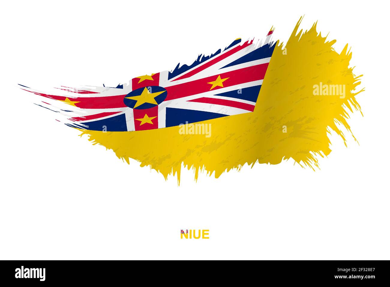 Flagge von Niue im Grunge-Stil mit wehenden Effekt, Vektor Grunge Pinselstrich Flagge. Stock Vektor