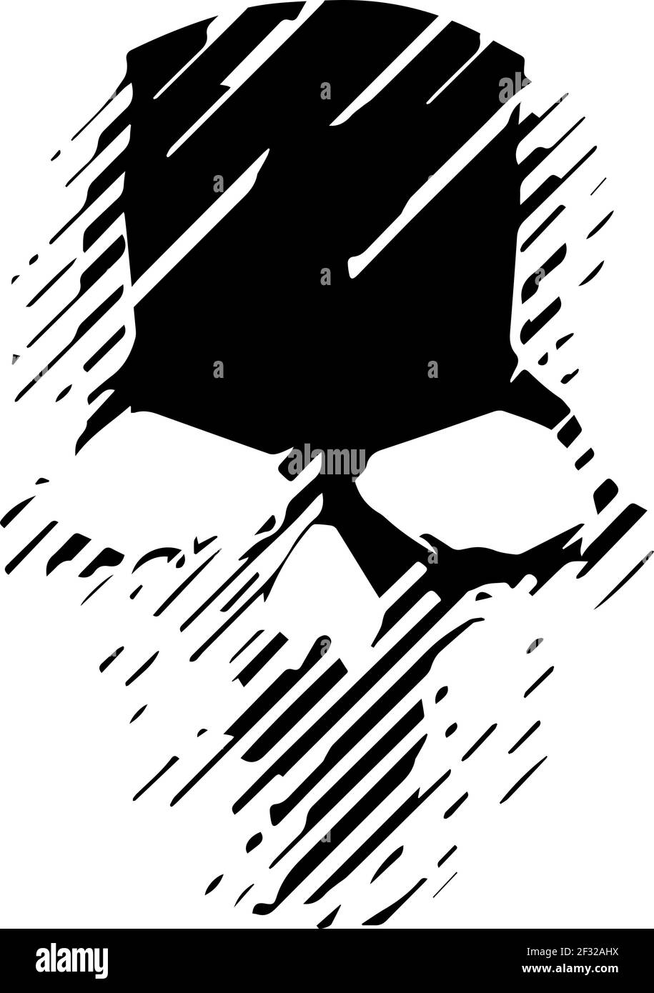 Ghost Military Patch. Abstraktes, flaches Totenkopf-Logo. Symbol „Videospiel wie“. Vektorgrafik. Stock Vektor