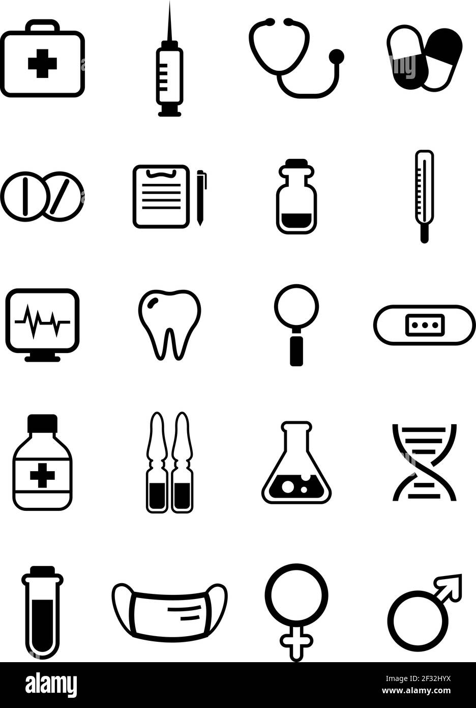 Medizinische Ausrüstung, Illustration, Vektor auf weißem Hintergrund Stock Vektor