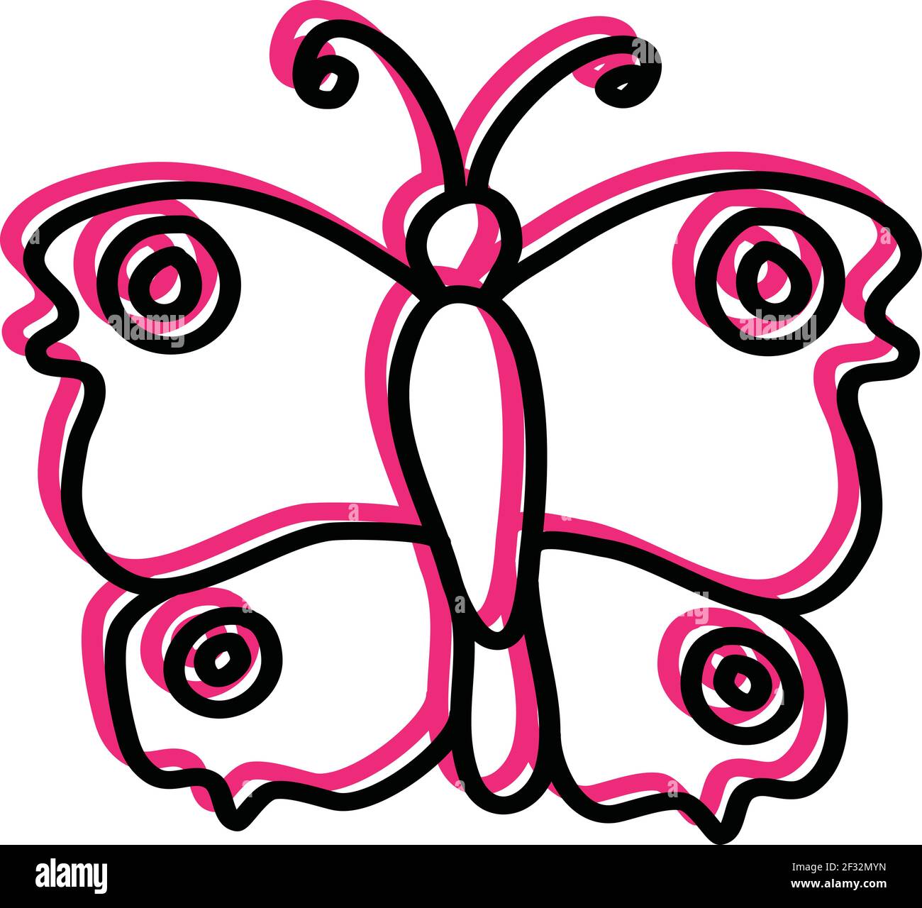 Eleganter rosa Schmetterling, Illustration, Vektor auf weißem Hintergrund Stock Vektor