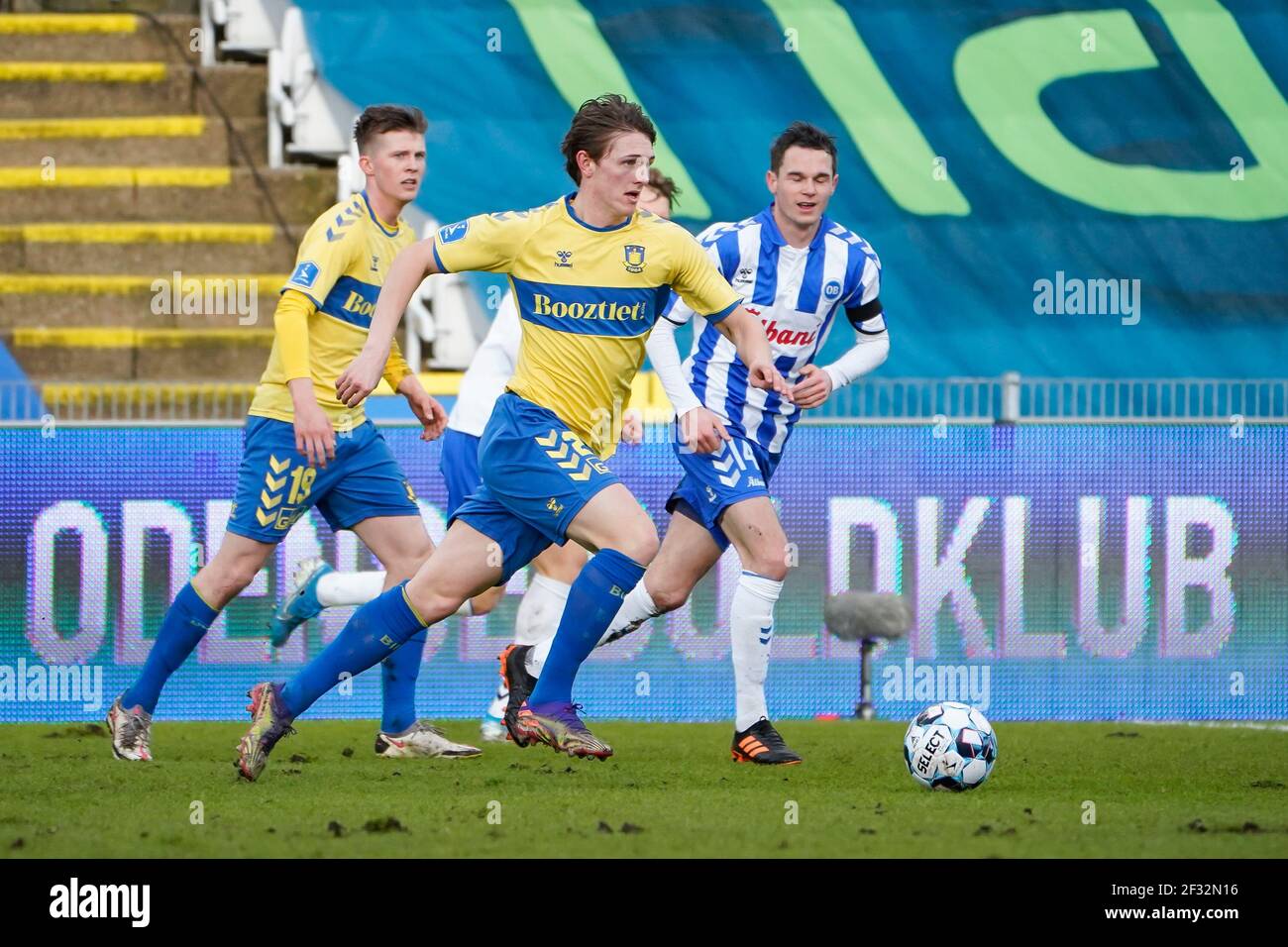 Odense, Dänemark. März 2021, 14th. Peter Bjur (29) von Broendby, WENN er während des Superliga-Spiels 3F zwischen Odense Boldklub und Broendby IF im Nature Energy Park in Odense gesehen wurde. (Foto Kredit: Gonzales Foto/Alamy Live News Stockfoto