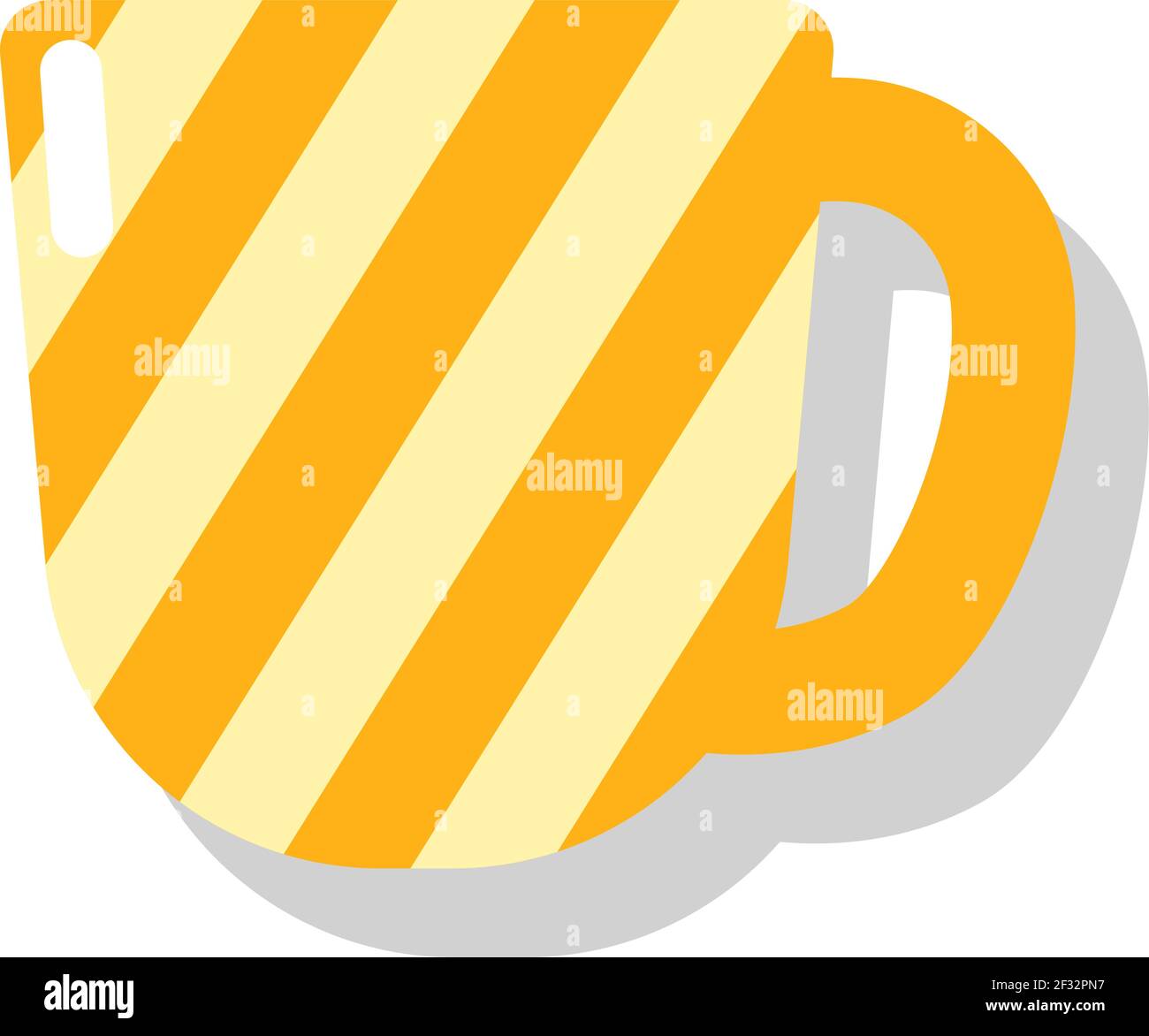 Gelber Becher mit Streifen, Illustration, Vektor auf weißem Hintergrund Stock Vektor