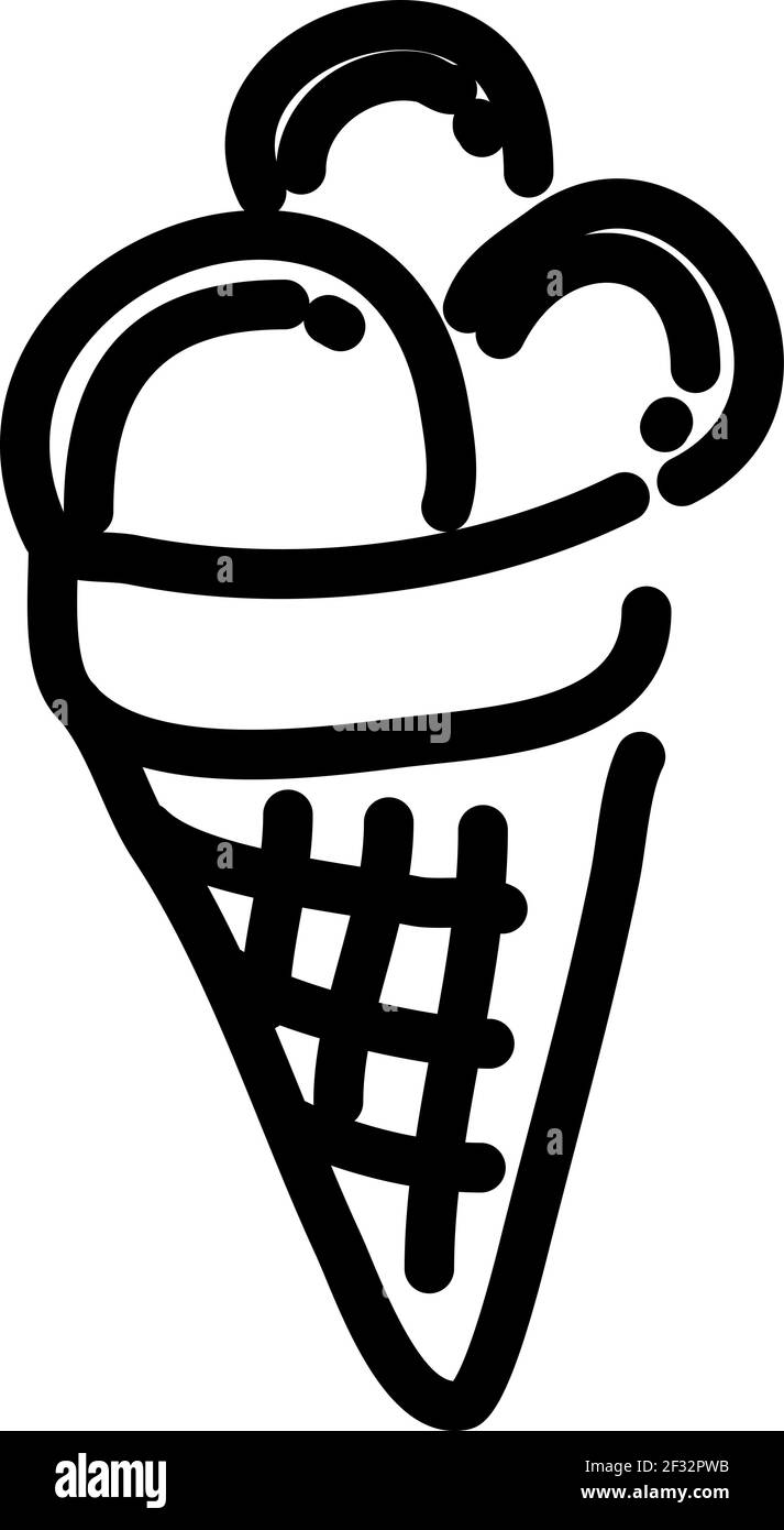 Eis in einem großen Kegel, Illustration, Vektor auf weißem Hintergrund Stock Vektor