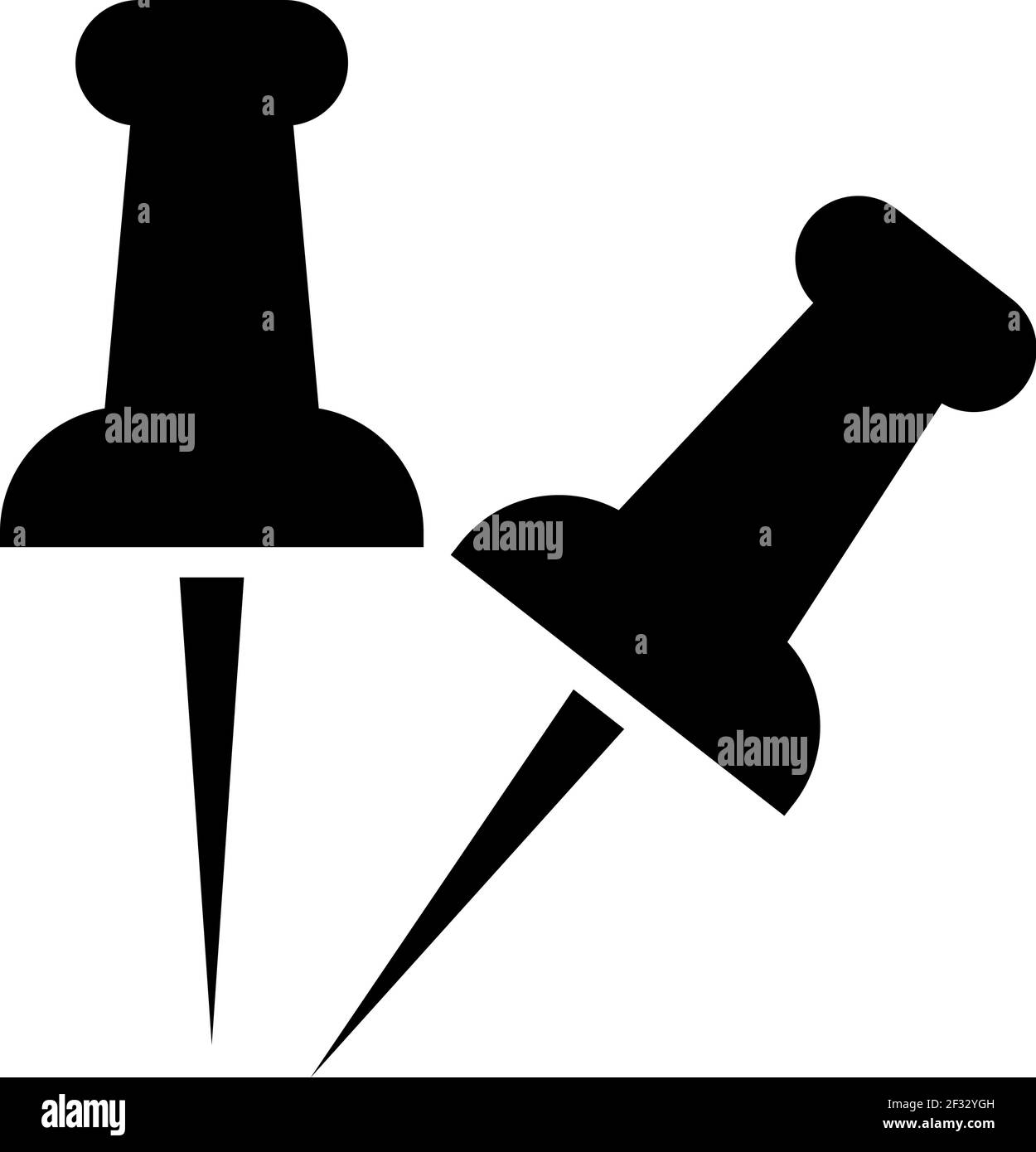 Schwarze Pins, Illustration, Vektor auf weißem Hintergrund Stock Vektor