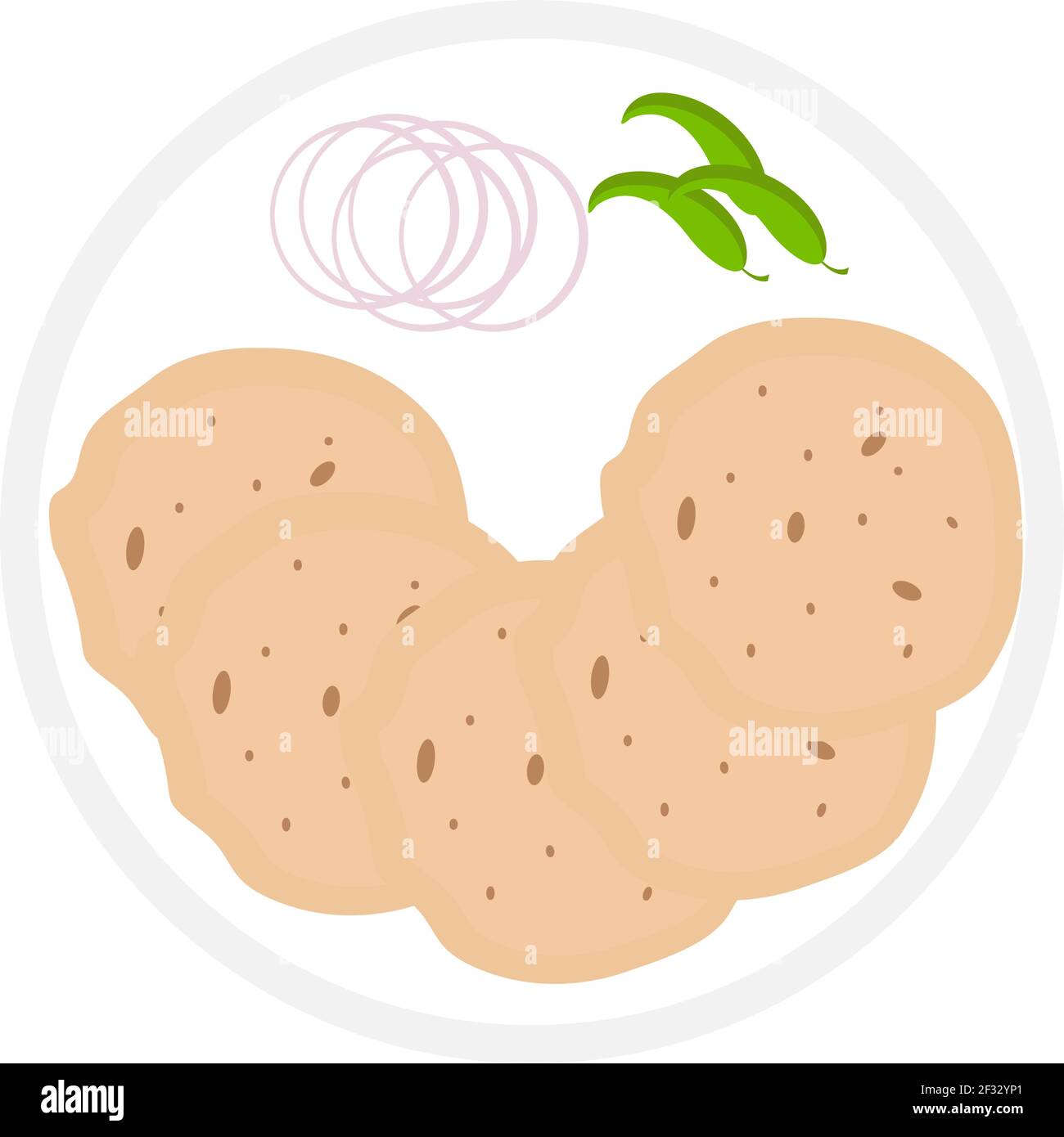 Chapati Essen, Illustration, Vektor auf weißem Hintergrund. Stock Vektor