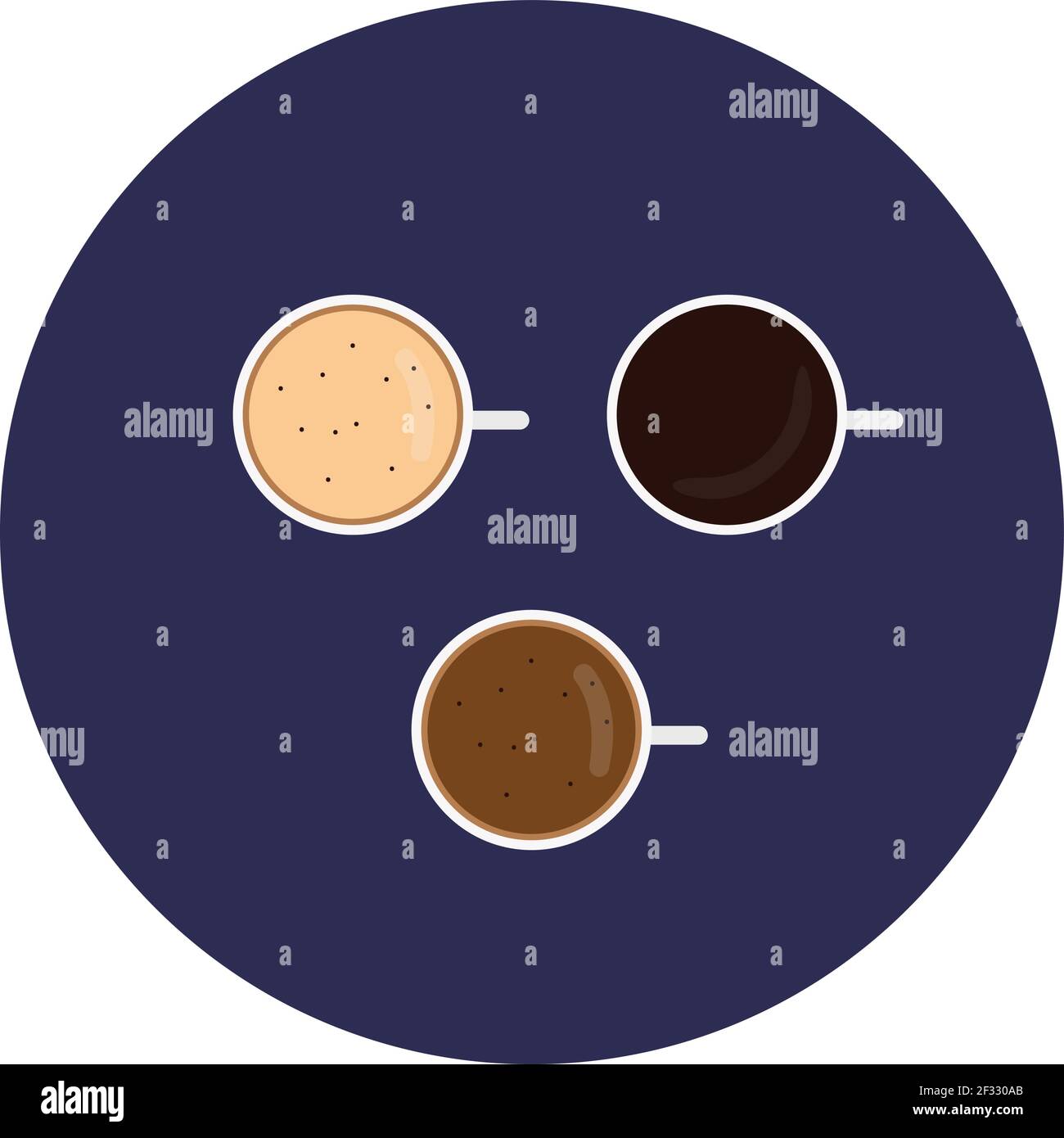Drei weiße Tassen, Illustration, Vektor auf weißem Hintergrund. Stock Vektor