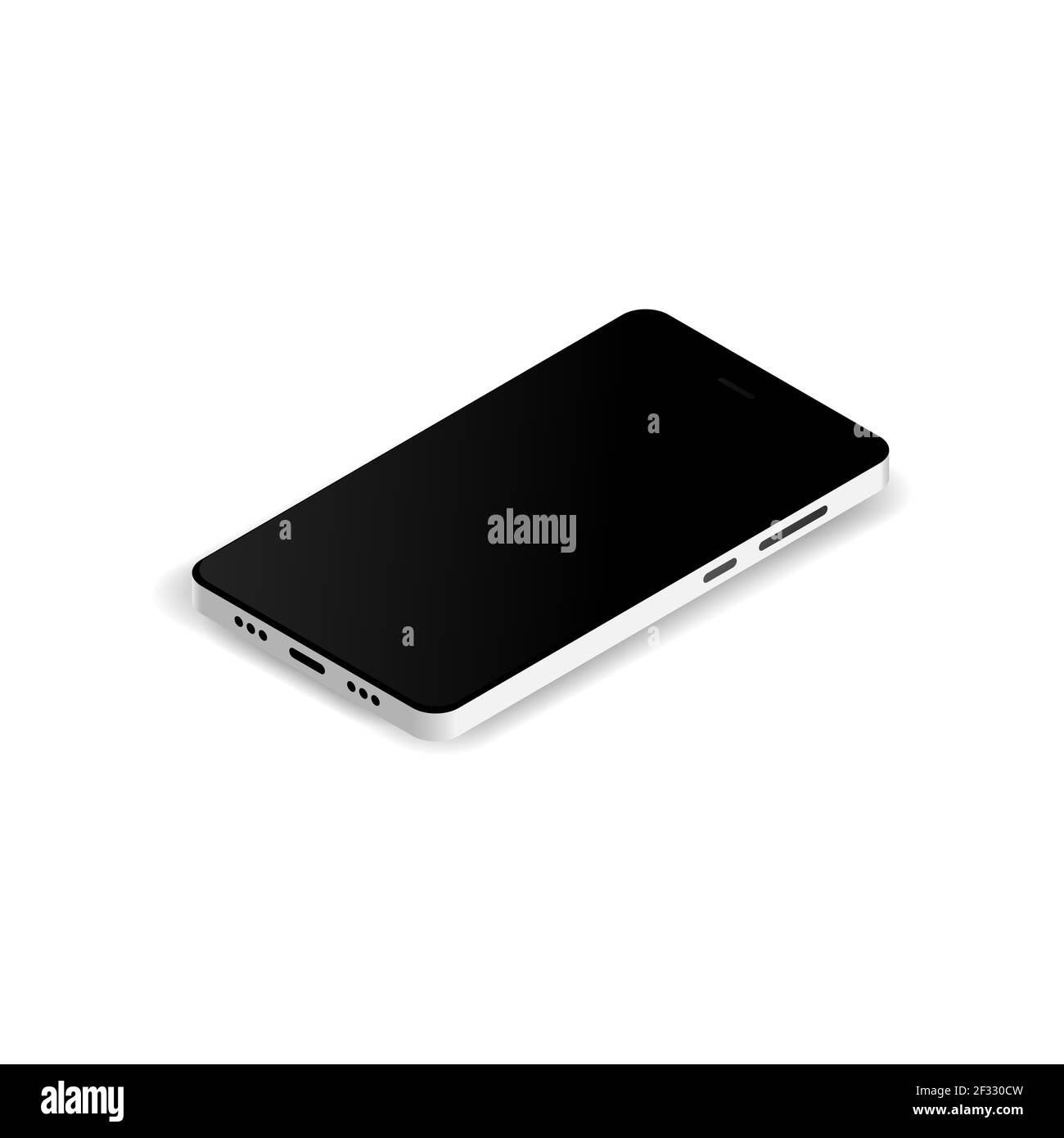 Realistisches weißes Smartphone Cellular in Isometrie auf weißem Hintergrund Vektorgrafik EPS 10 Stock Vektor