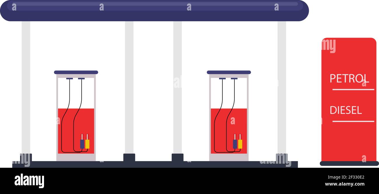 Tankstelle, Abbildung, Vektor auf weißem Hintergrund. Stock Vektor