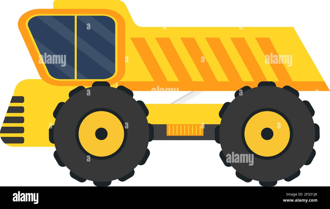 Gelbe Lastwagen, Illustration, Vektor auf weißem Hintergrund. Stock Vektor